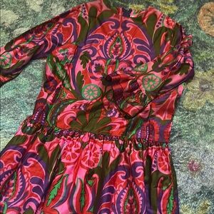 Girls Vintage Drop Waist Paisley Psychedelic Print Dress